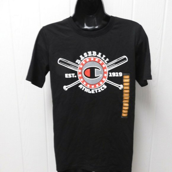 Champion Black Baseball T-Shirt Boys' Sizes 5/6 -18/20 - Picture 1 of 4